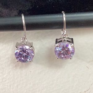 Lilac cz dangle earrings in sterling silver.